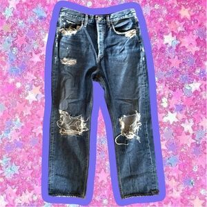 Agolde straight leg high waist destroyed jeans sz 8 30 denim pants cropped 90s
